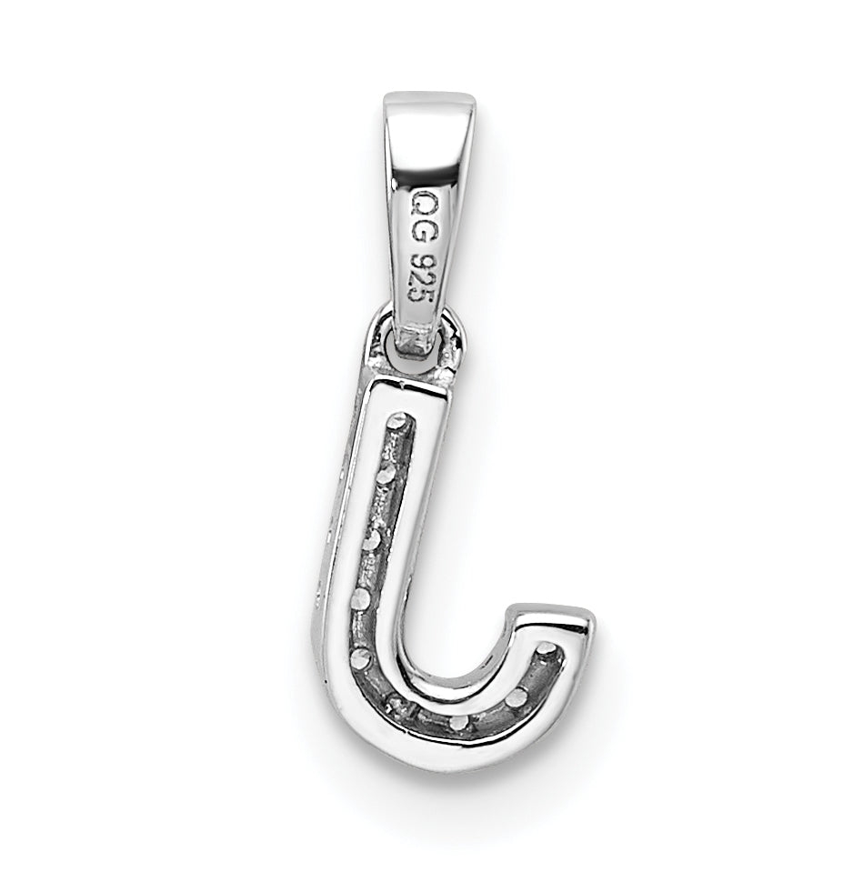 14K White Gold Diamond Letter J Initial with Bail Pendant