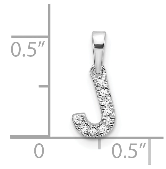 14K White Gold Diamond Letter J Initial with Bail Pendant