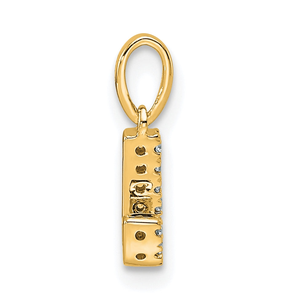 14K Yellow Gold Diamond Letter J Initial with Bail Pendant