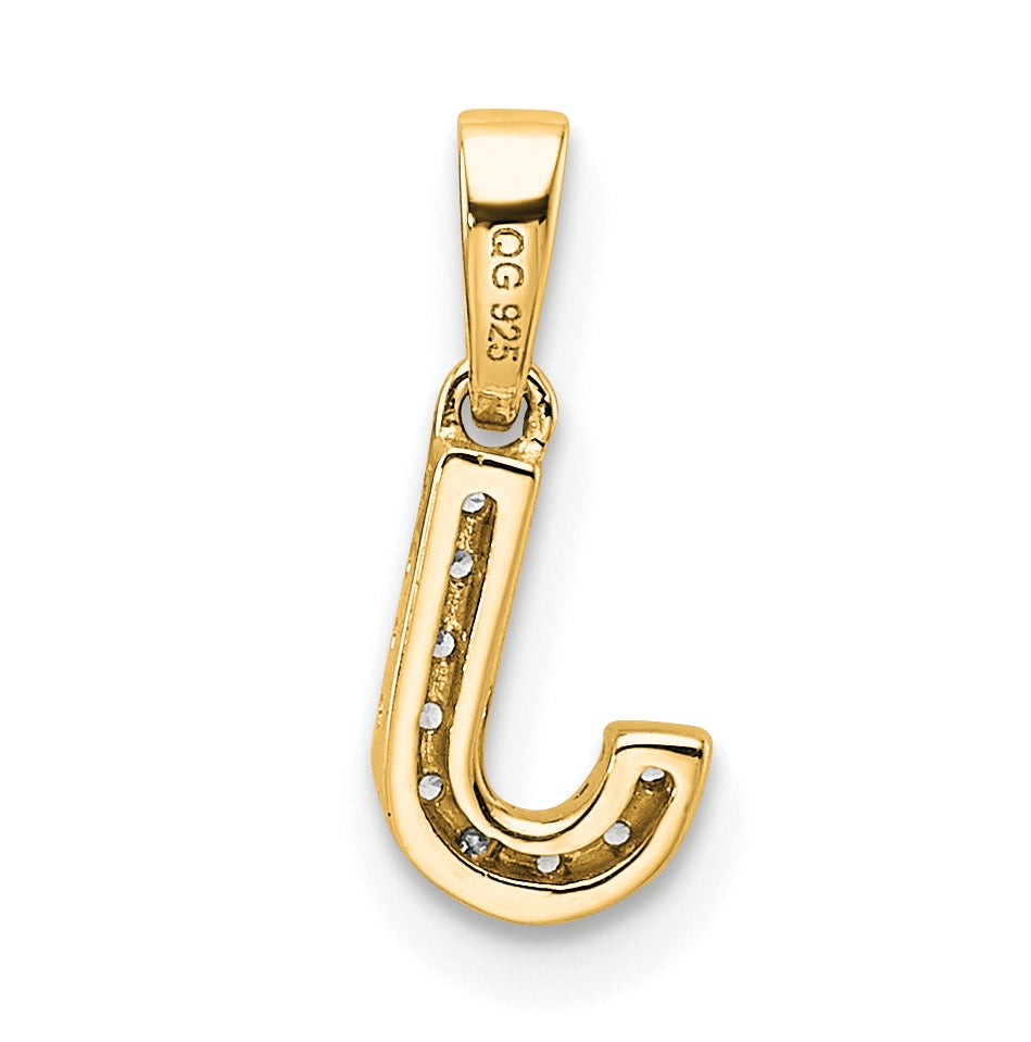 14K Yellow Gold Diamond Letter J Initial with Bail Pendant