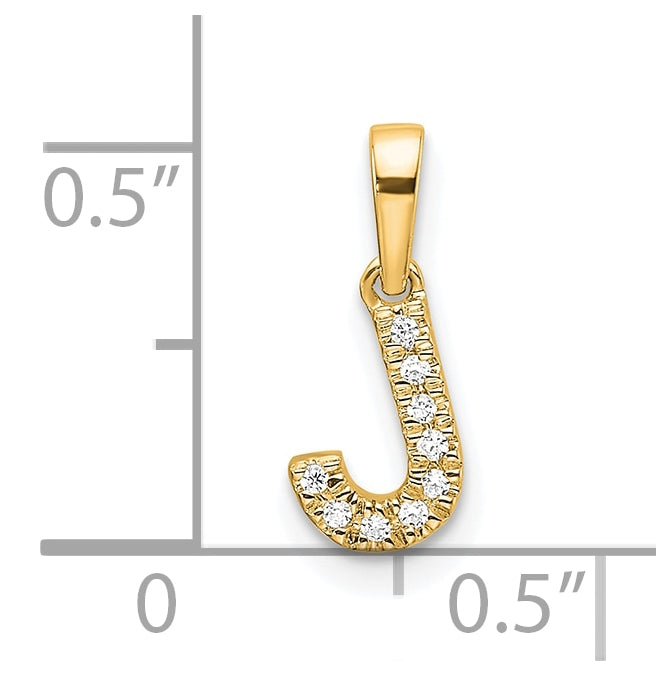 14K Yellow Gold Diamond Letter J Initial with Bail Pendant