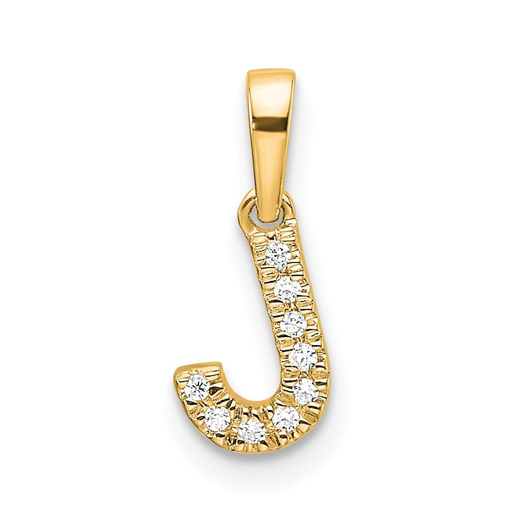 14K Yellow Gold Diamond Letter J Initial with Bail Pendant