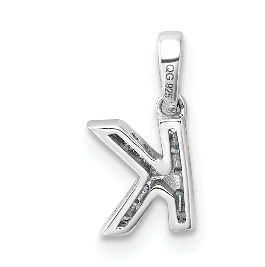 14K White Gold Diamond Letter K Initial with Bail Pendant
