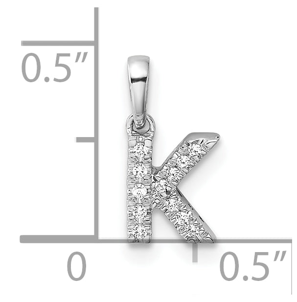 14K White Gold Diamond Letter K Initial with Bail Pendant