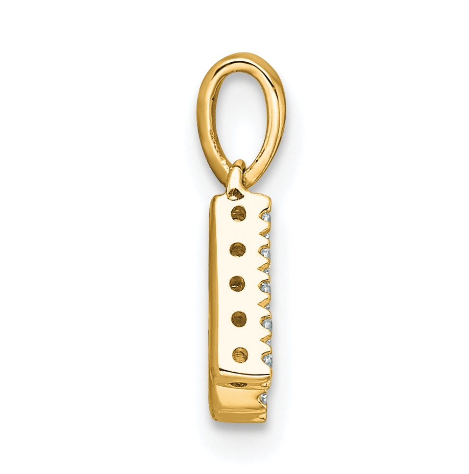 14K Yellow Gold Diamond Letter K Initial with Bail Pendant