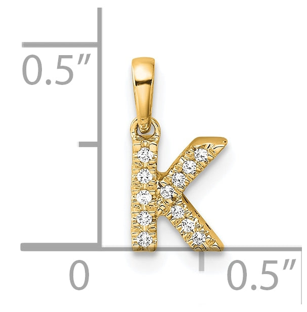 14K Yellow Gold Diamond Letter K Initial with Bail Pendant