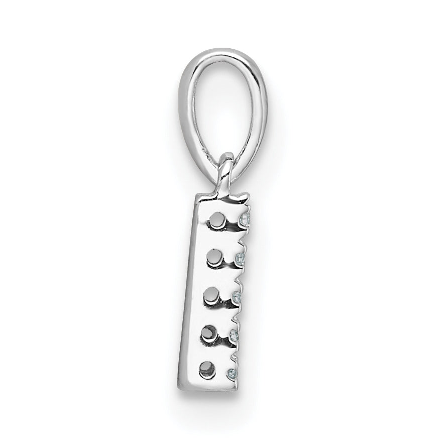 14K White Gold Diamond Letter L Initial with Bail Pendant