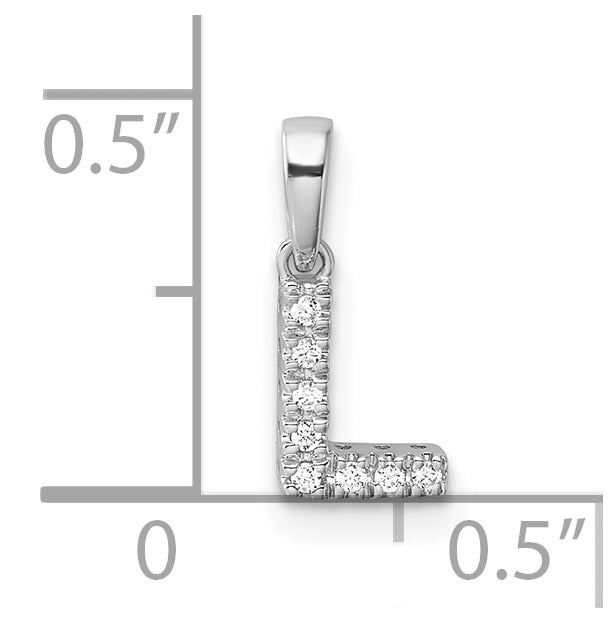 14K White Gold Diamond Letter L Initial with Bail Pendant