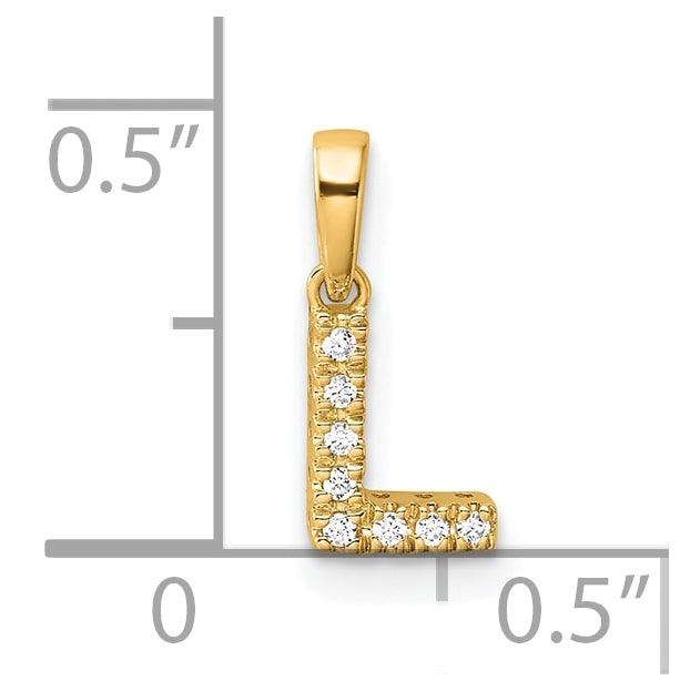 14K Yellow Gold Diamond Letter L Initial with Bail Pendant