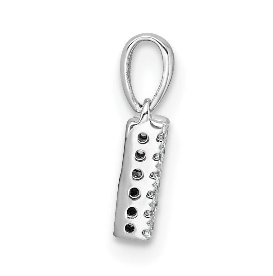 14K White Gold Diamond Letter M Initial with Bail Pendant