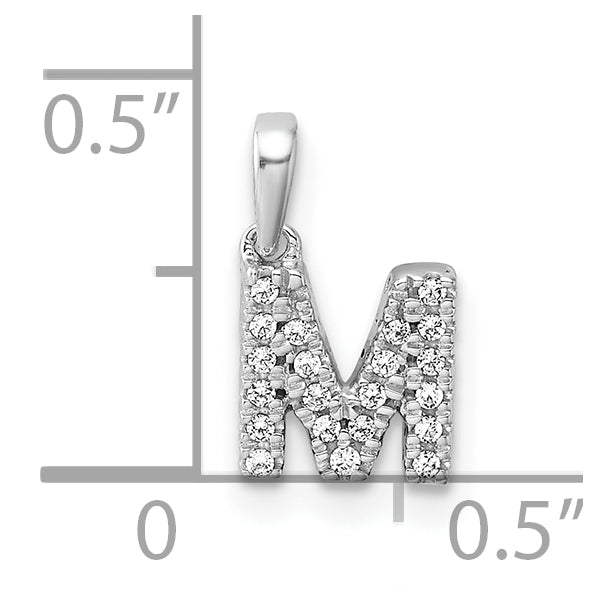 14K White Gold Diamond Letter M Initial with Bail Pendant