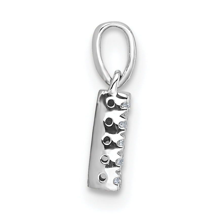 14K White Gold Diamond Letter N Initial with Bail Pendant
