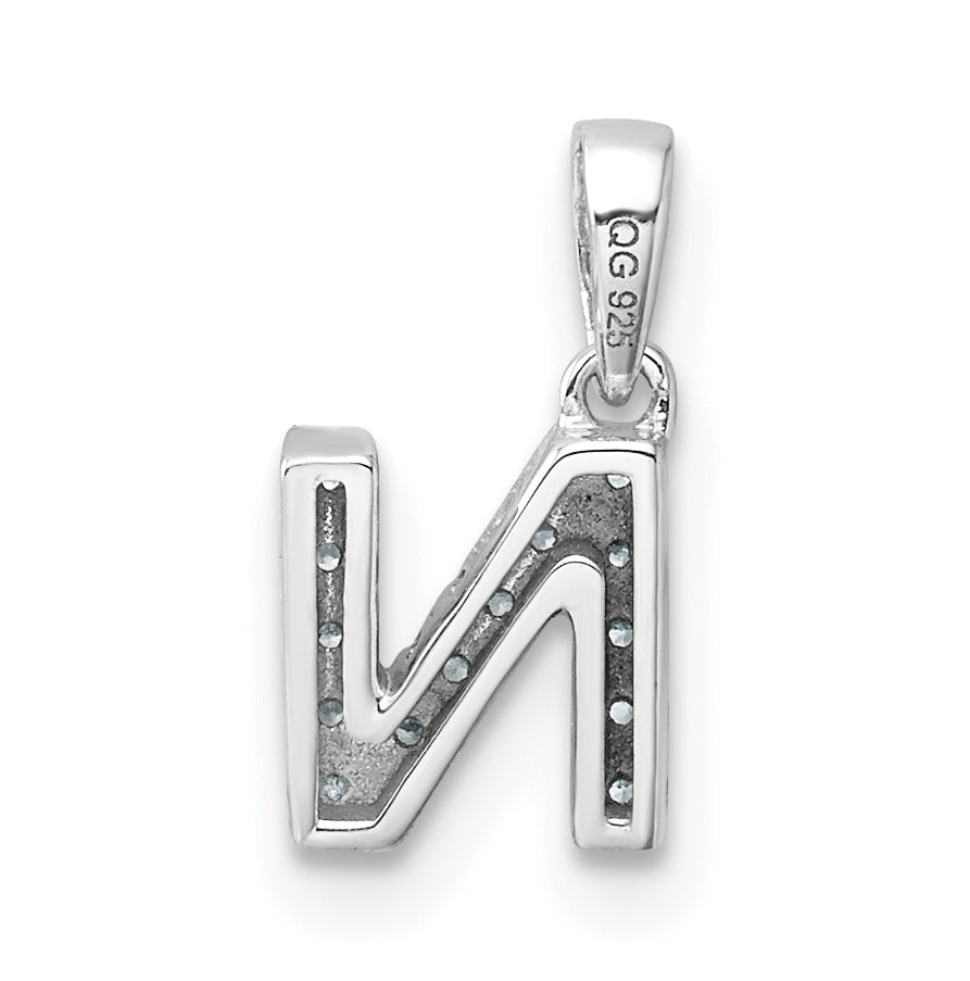 14K White Gold Diamond Letter N Initial with Bail Pendant