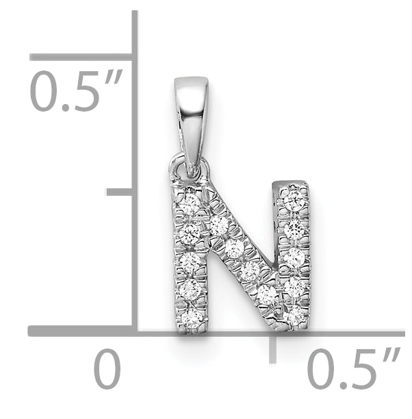 14K White Gold Diamond Letter N Initial with Bail Pendant
