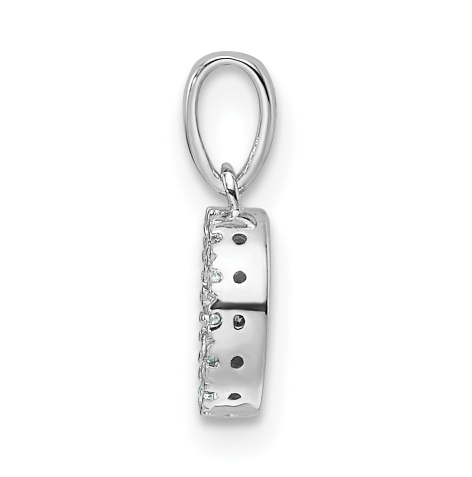 14K White Gold Diamond Letter O Initial with Bail Pendant
