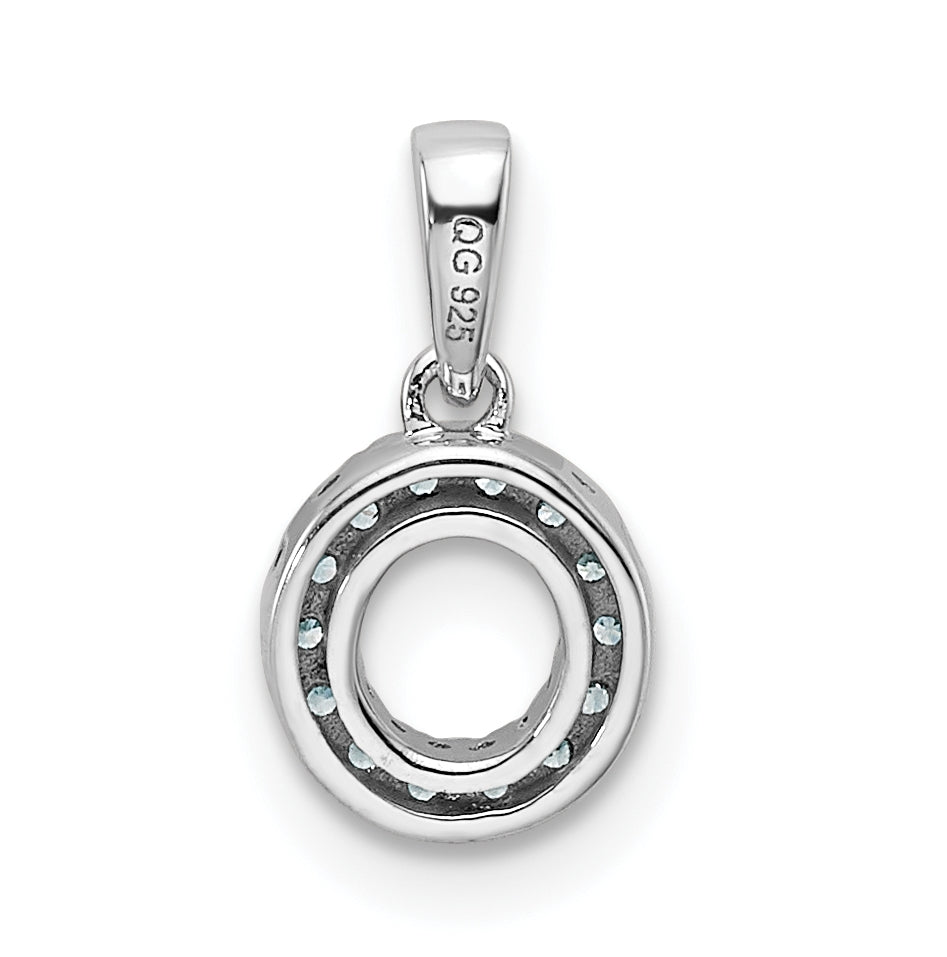 14K White Gold Diamond Letter O Initial with Bail Pendant