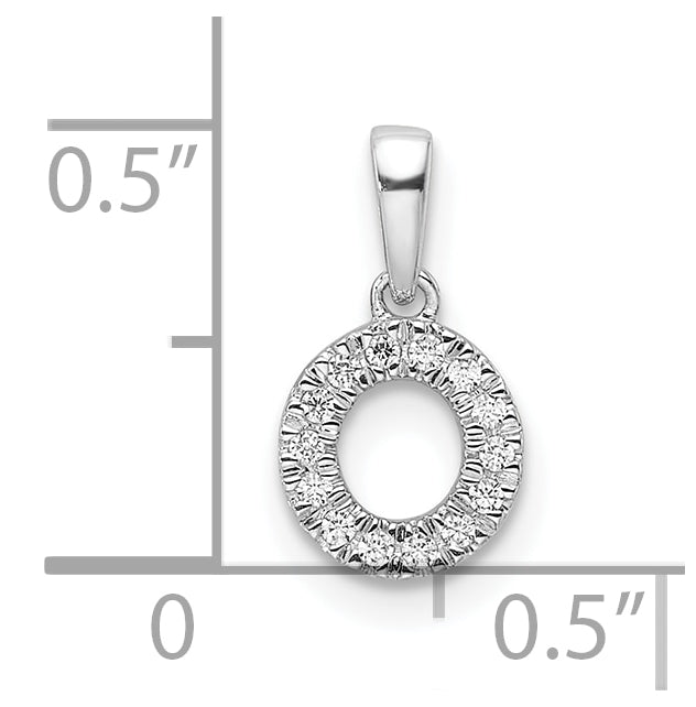 14K White Gold Diamond Letter O Initial with Bail Pendant