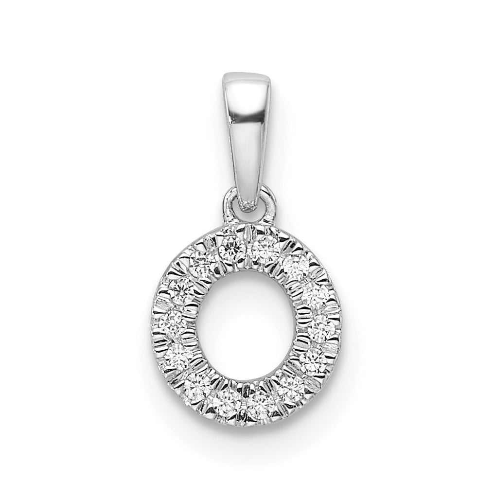 14K White Gold Diamond Letter O Initial with Bail Pendant