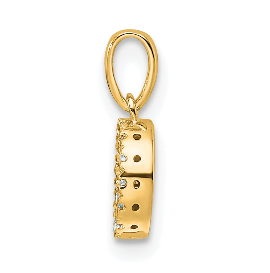 14K Yellow Gold Diamond Letter O Initial with Bail Pendant