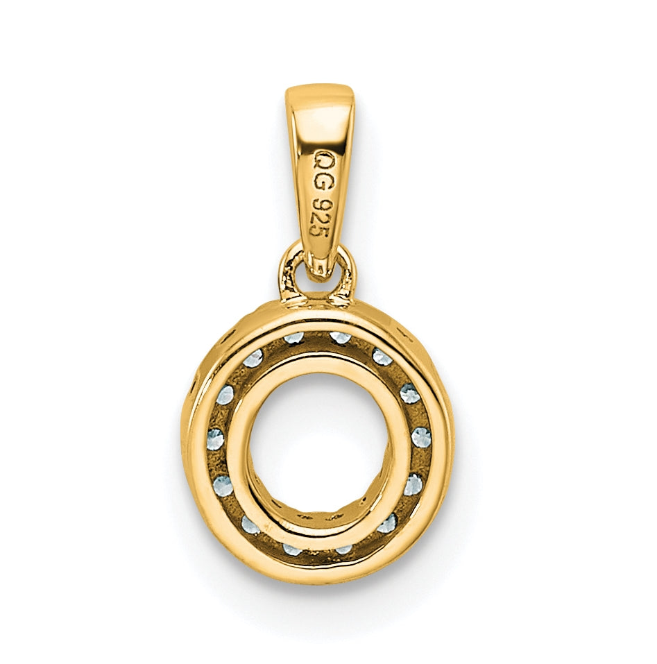 14K Yellow Gold Diamond Letter O Initial with Bail Pendant