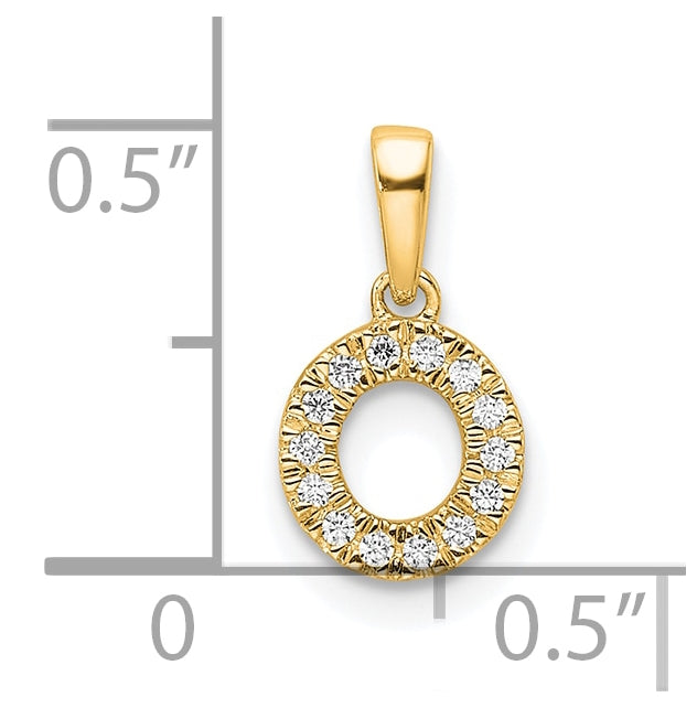 14K Yellow Gold Diamond Letter O Initial with Bail Pendant