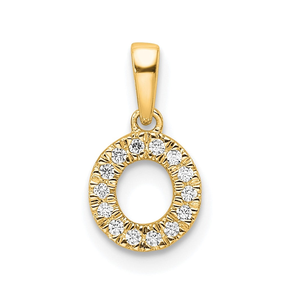 14K Yellow Gold Diamond Letter O Initial with Bail Pendant