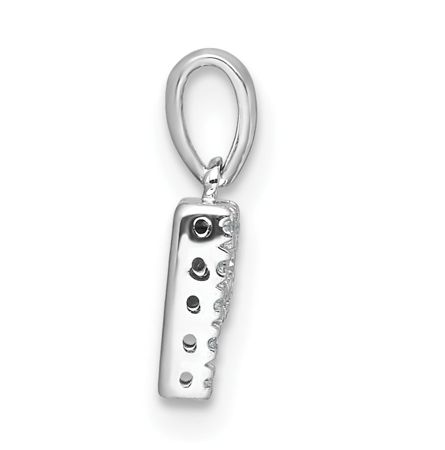 14K White Gold Diamond Letter P Initial with Bail Pendant