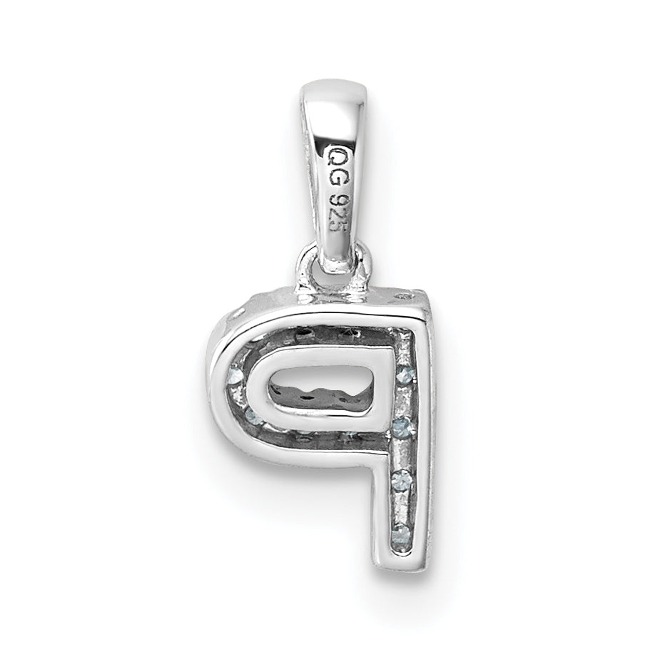 14K White Gold Diamond Letter P Initial with Bail Pendant