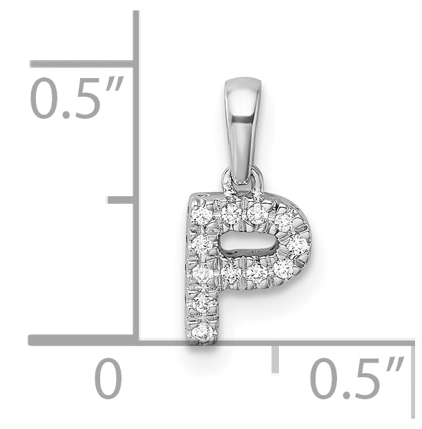 14K White Gold Diamond Letter P Initial with Bail Pendant