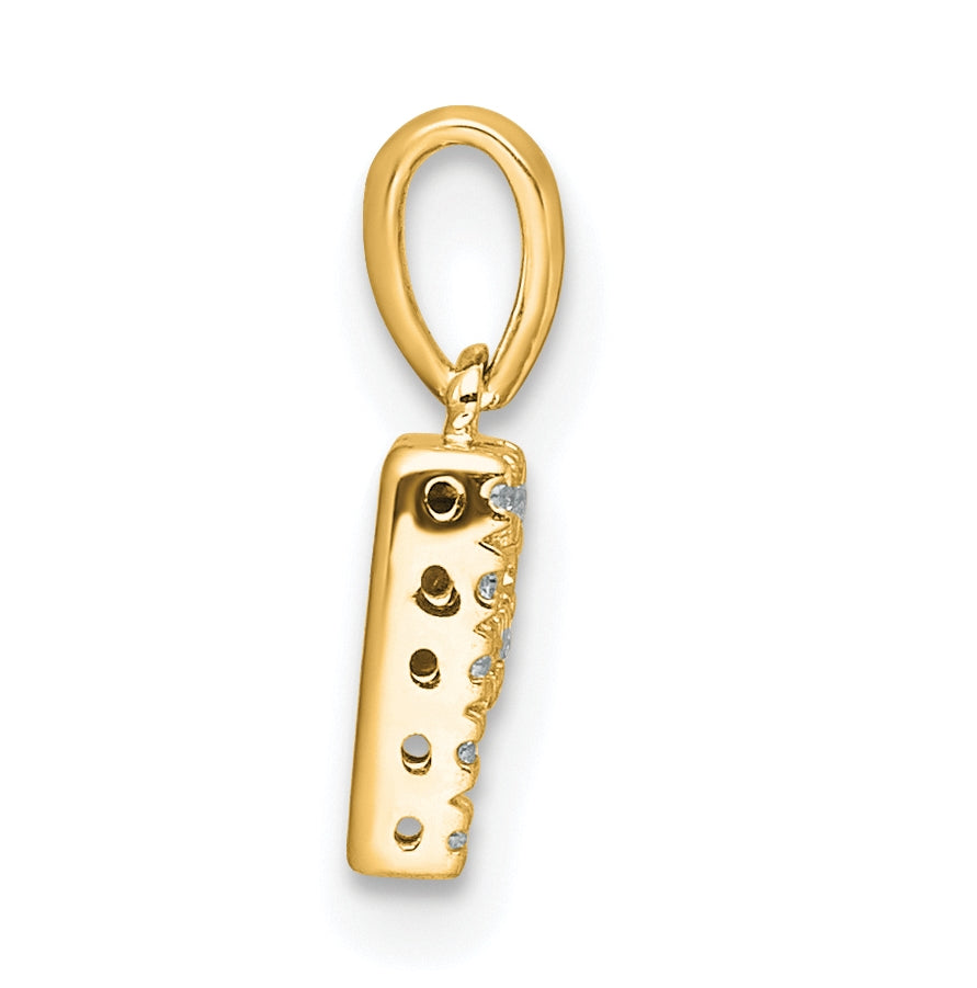 14K Yellow Gold Diamond Letter P Initial with Bail Pendant