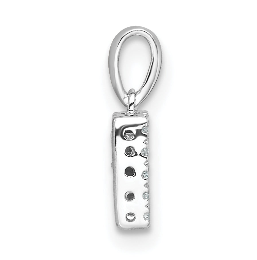 14K White Gold Diamond Letter R Initial with Bail Pendant
