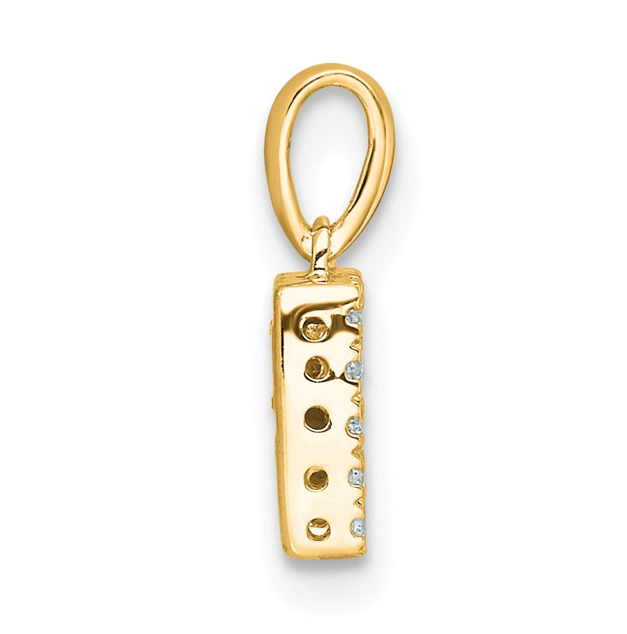 14K Yellow Gold Diamond Letter R Initial with Bail Pendant