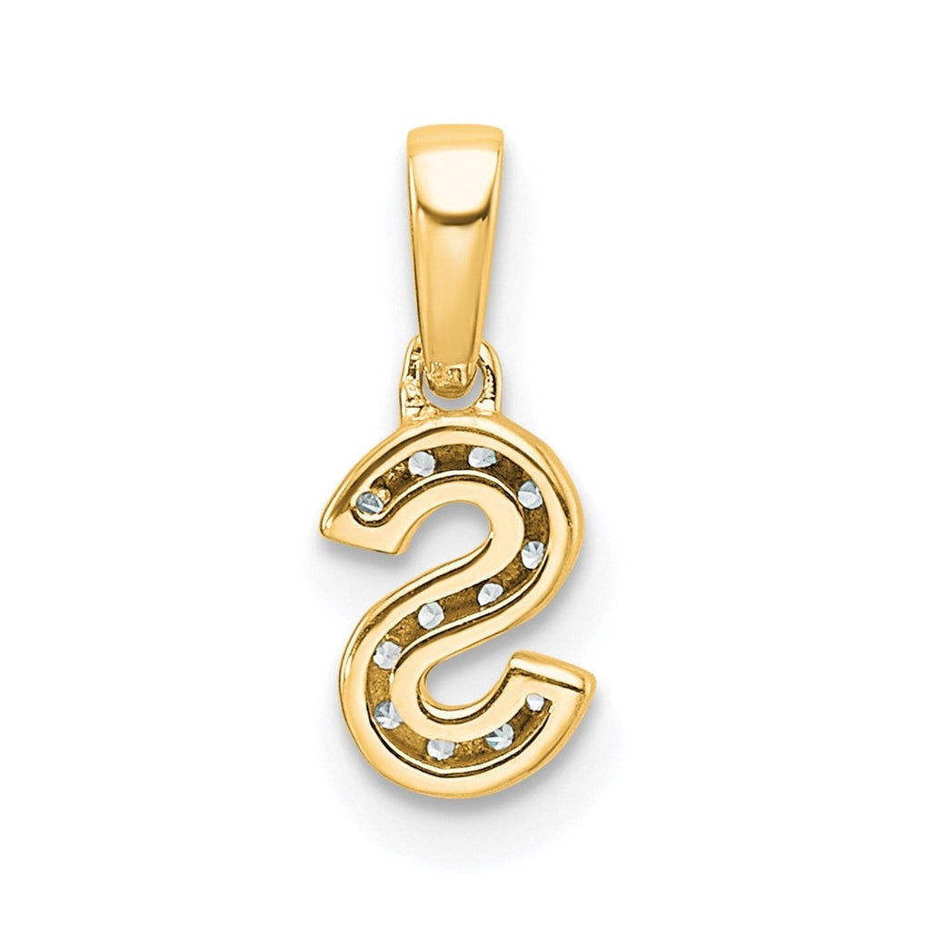 10k Yellow Gold Diamond Initial with Bail Pendant