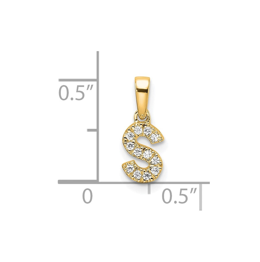 10k Yellow Gold Diamond Initial with Bail Pendant