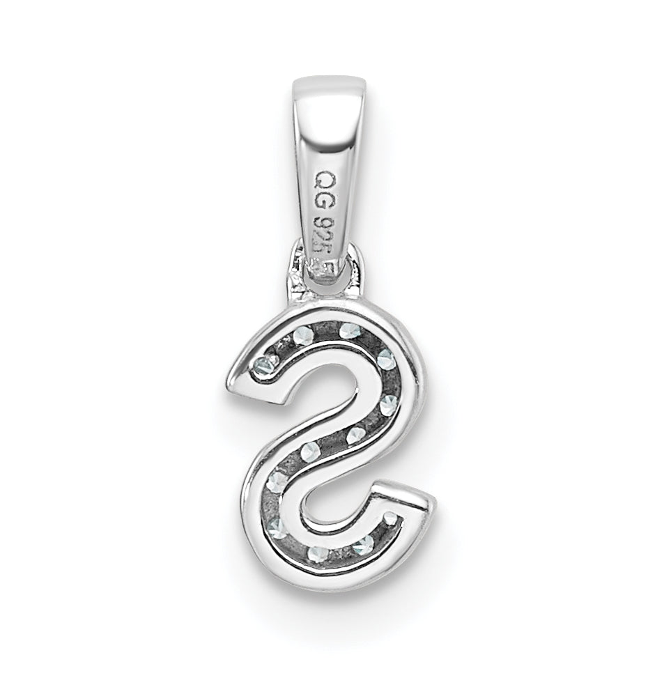 14K White Gold Diamond Letter S Initial with Bail Pendant