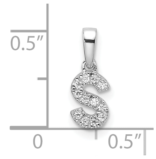 14K White Gold Diamond Letter S Initial with Bail Pendant