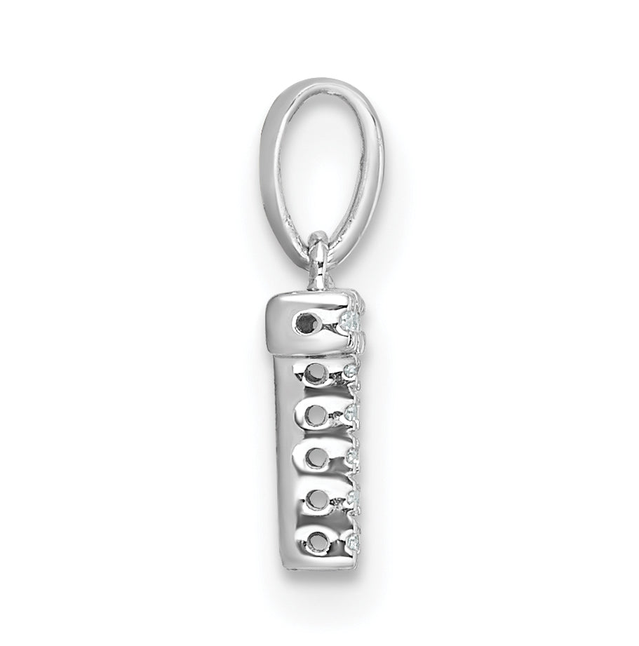14K White Gold Diamond Letter T Initial with Bail Pendant