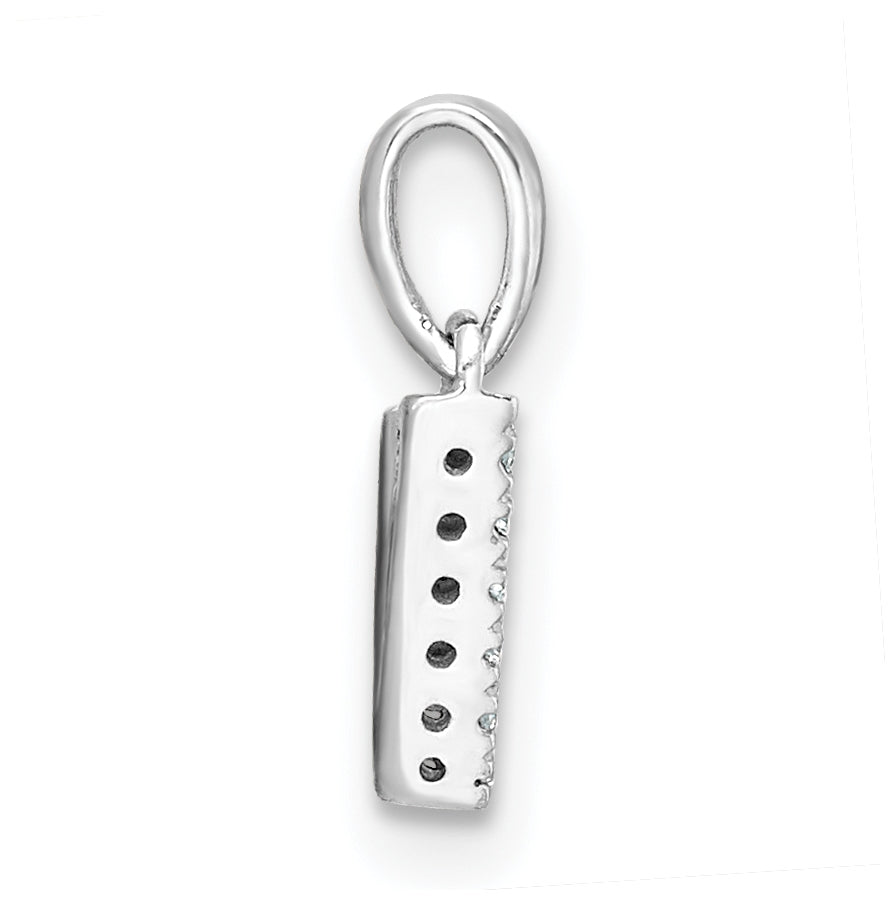 14K White Gold Diamond Letter V Initial with Bail Pendant