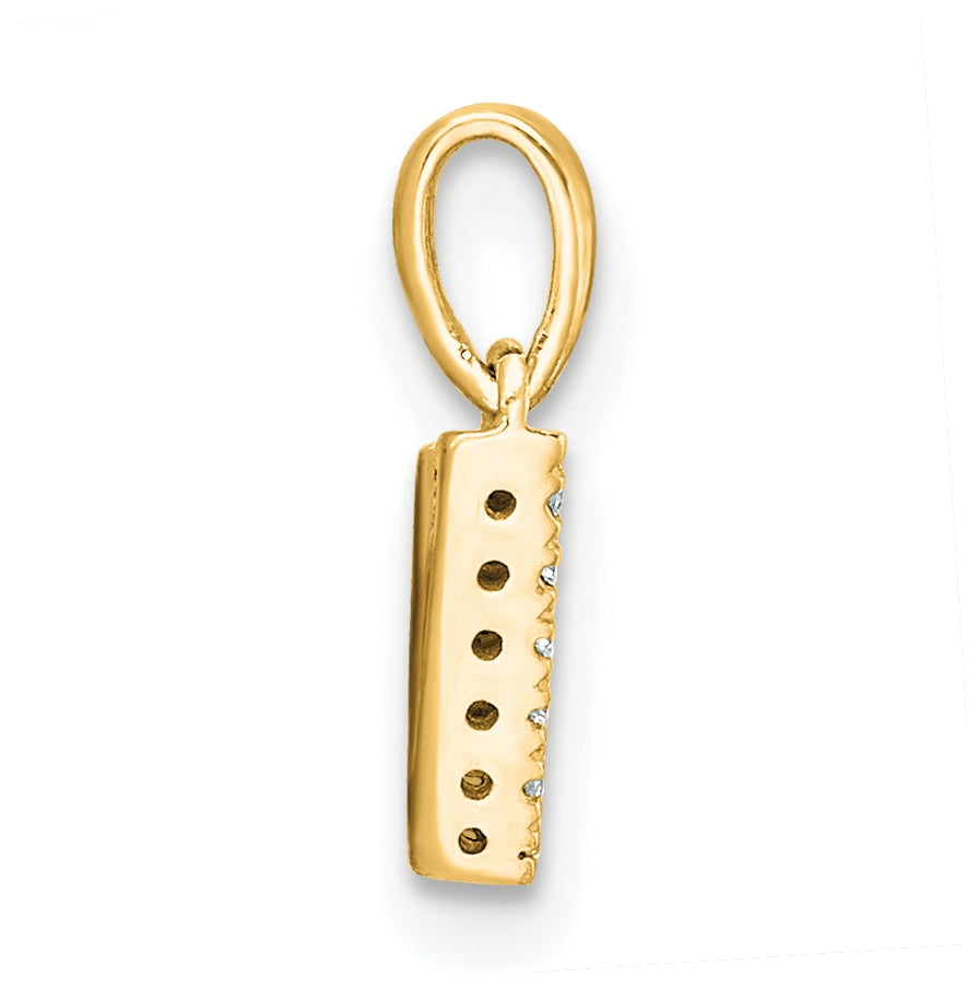 14K Yellow Gold Diamond Letter V Initial with Bail Pendant