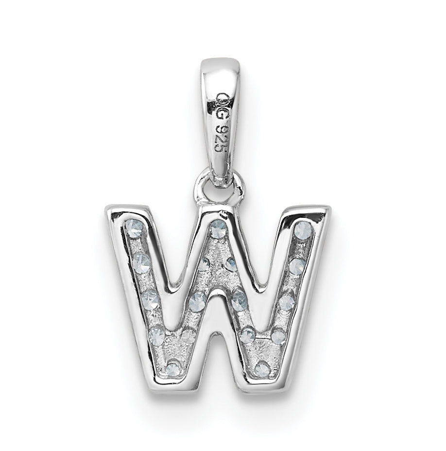 14K White Gold Diamond Letter W Initial with Bail Pendant