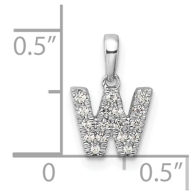 14K White Gold Diamond Letter W Initial with Bail Pendant