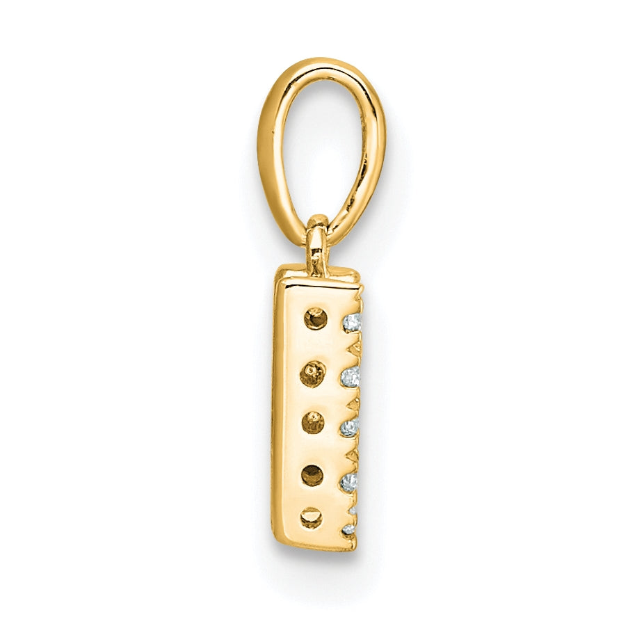 14K Yellow Gold Diamond Letter W Initial with Bail Pendant