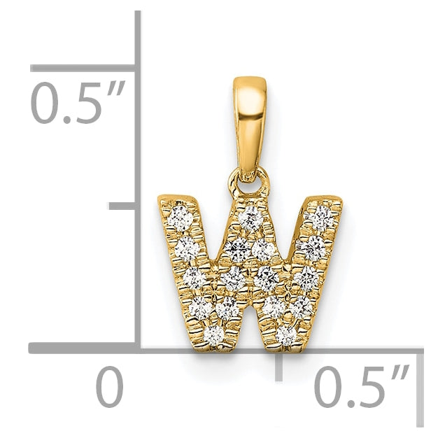 14K Yellow Gold Diamond Letter W Initial with Bail Pendant
