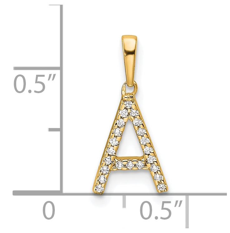 10K Yellow Gold Letter A Diamond Initial Pendant