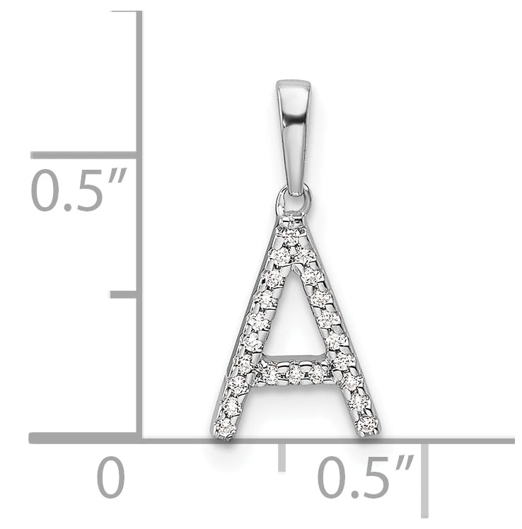 14K White Gold Letter A Diamond Initial Pendant