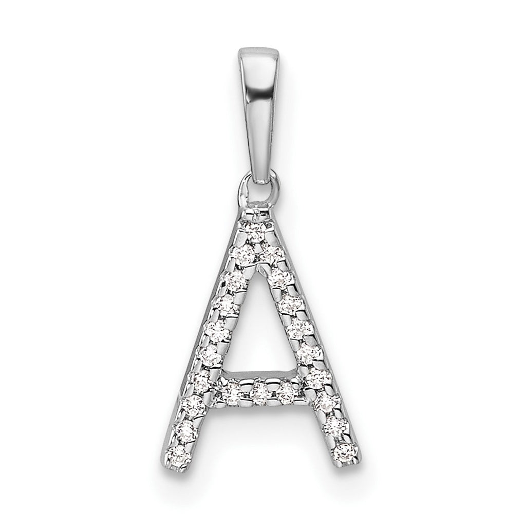 14K White Gold Letter A Diamond Initial Pendant