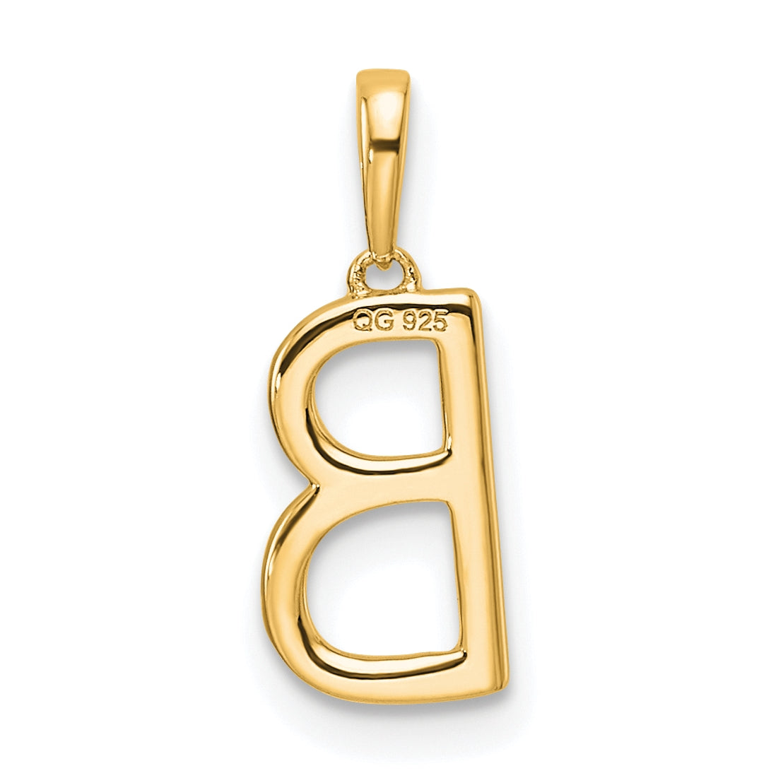 10K Yellow Gold Letter B Diamond Initial Pendant
