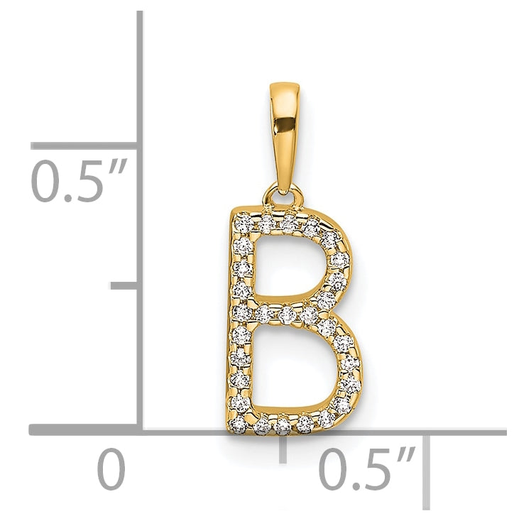 10K Yellow Gold Letter B Diamond Initial Pendant