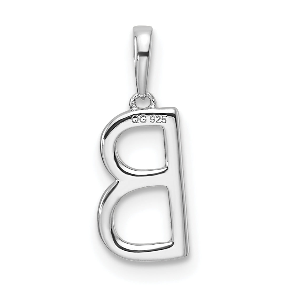 14K White Gold Letter B Diamond Initial Pendant