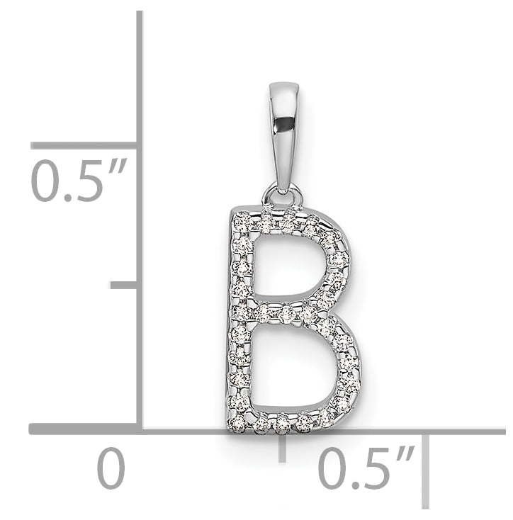 14K White Gold Letter B Diamond Initial Pendant